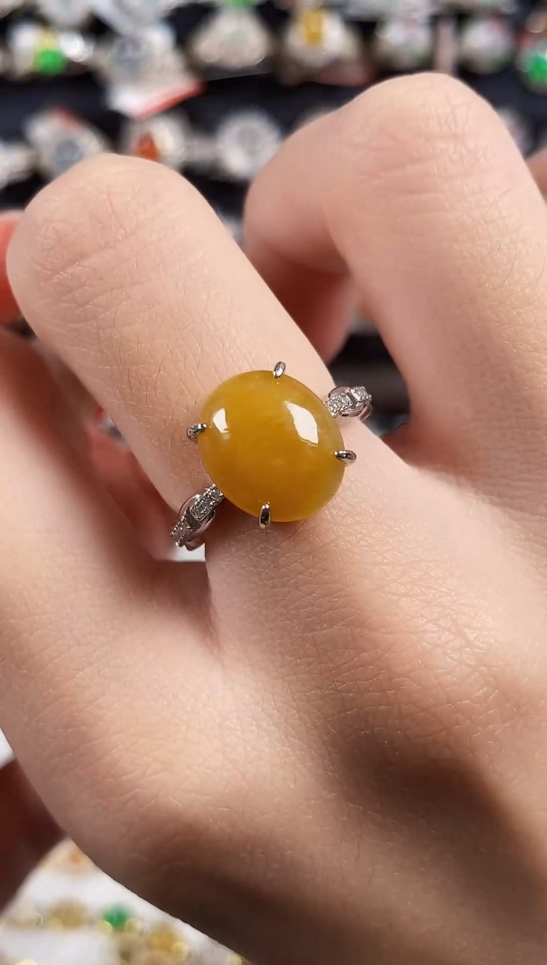 银S925镶嵌戒指翡翠天然A货翡翠117