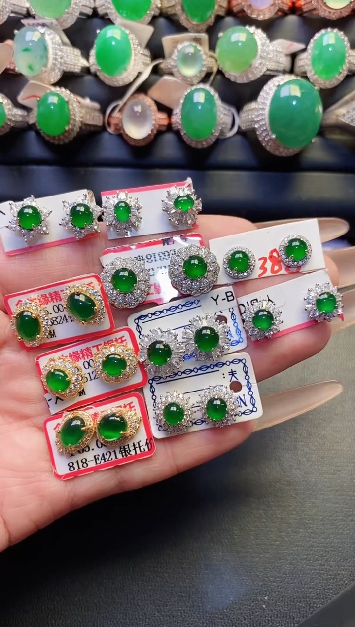 银S925镶嵌戒指翡翠天*~天然