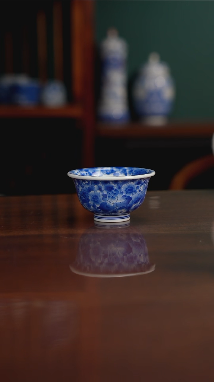 晓月柴窑 万花压手杯