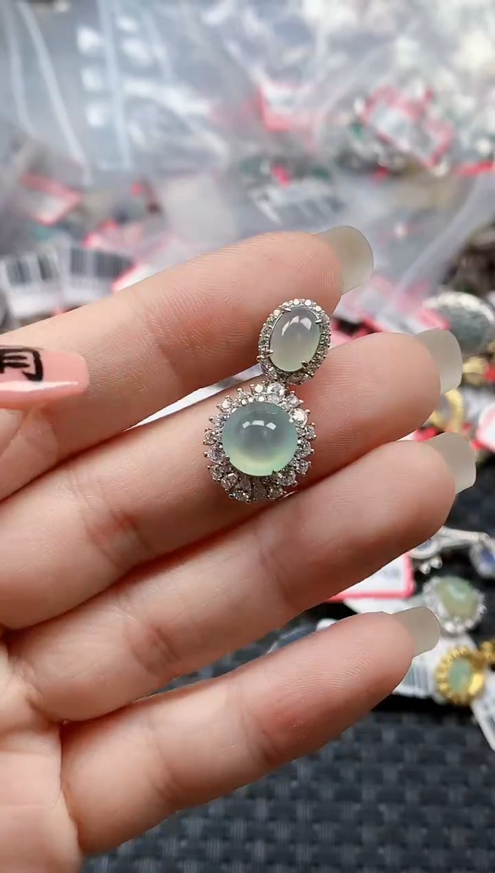 银S925镶嵌戒指翡翠天然A货缅甸翡翠