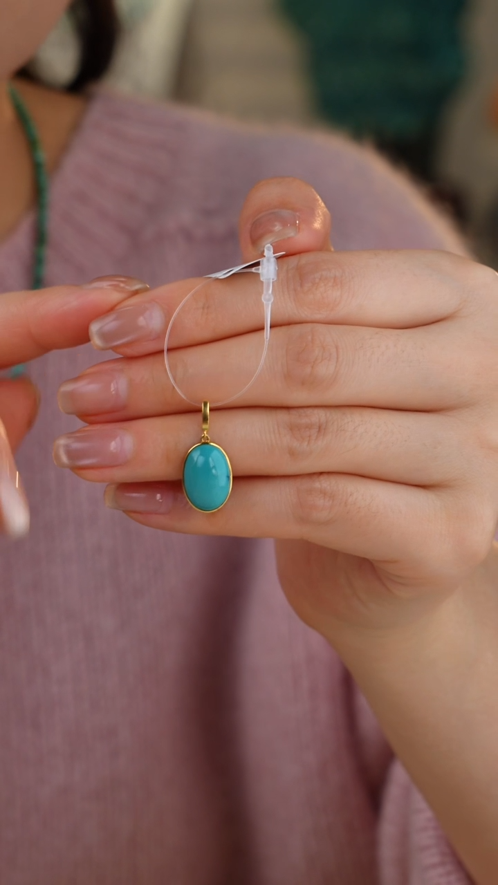 【闪购商品】绿松石吊坠(不含链)18K金镶嵌1