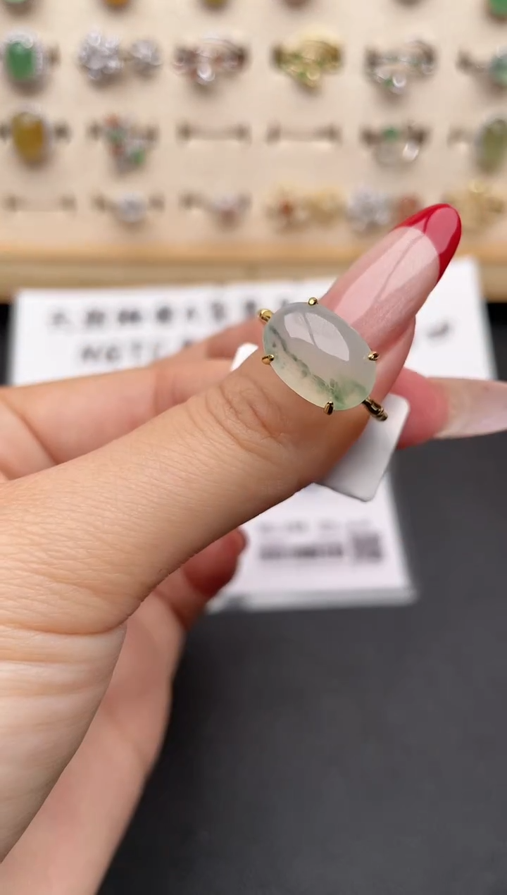 【闪购商品】翡翠戒指银S925镶嵌一物一证一礼盒