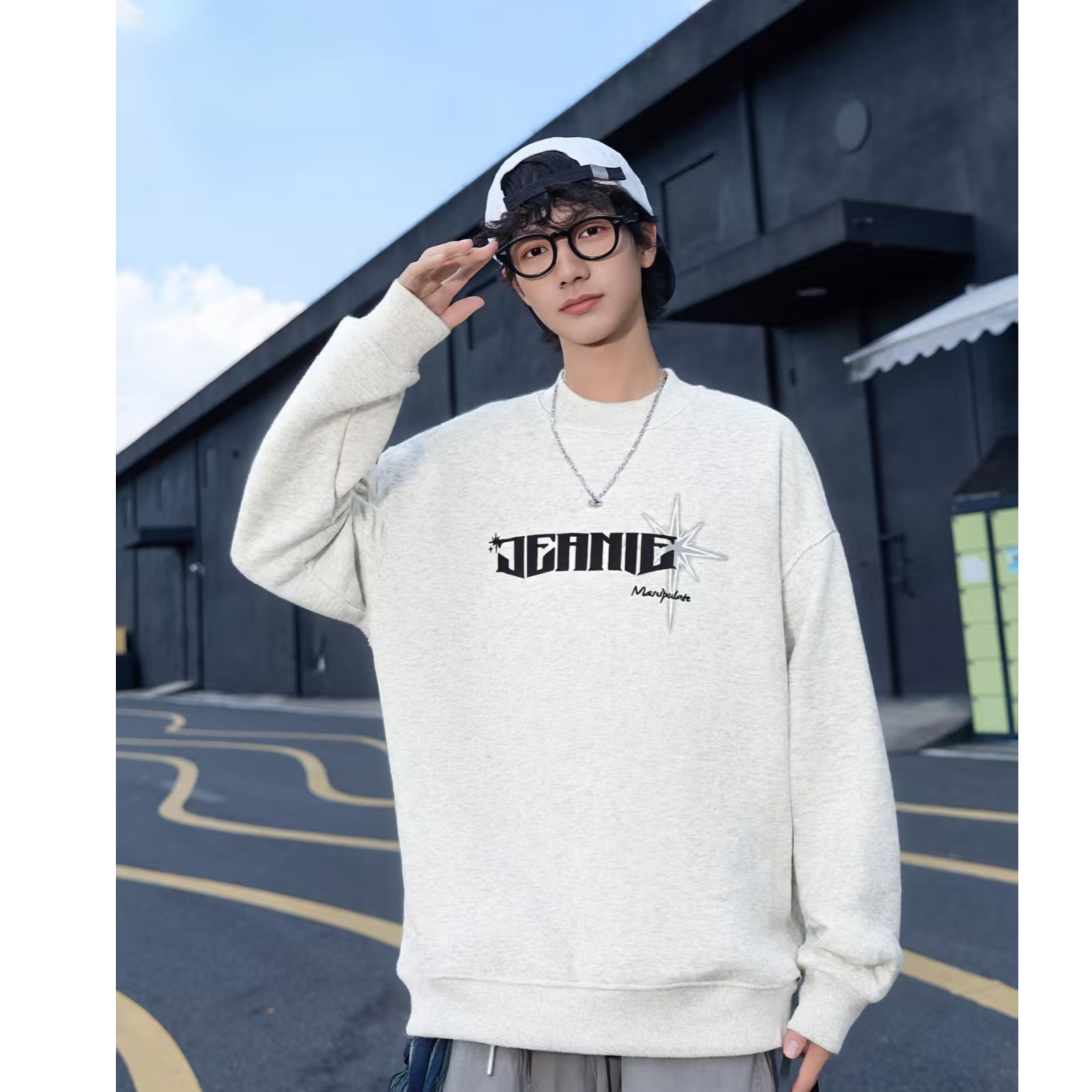 【2659-灰色】青少年潮品羊羔绒加厚圆领卫衣