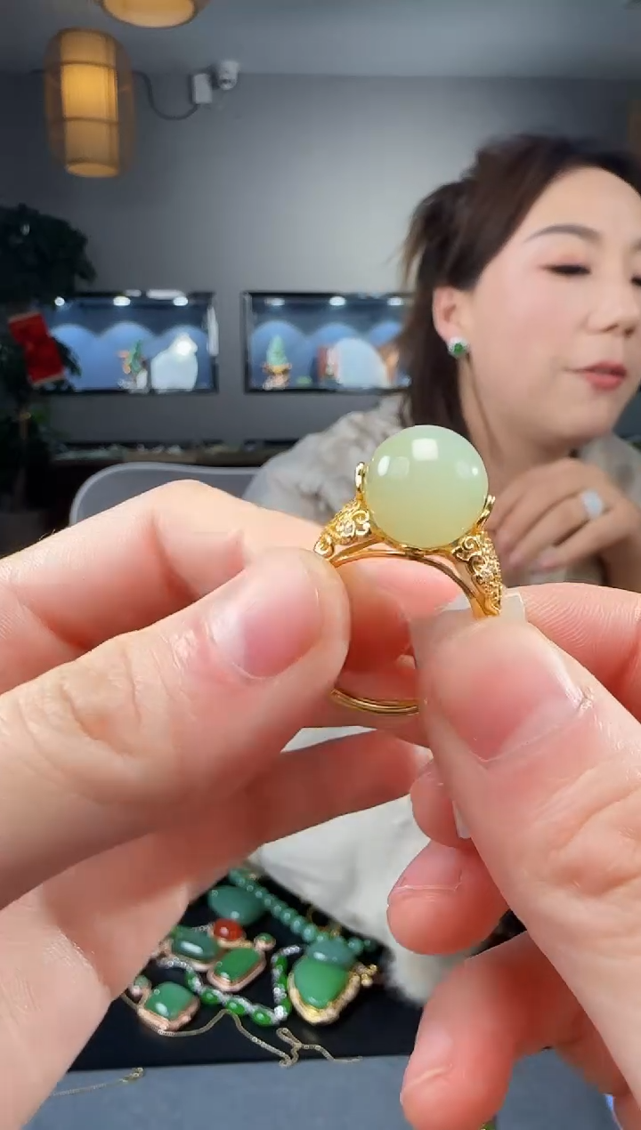 【闪购商品】和田玉戒指银S925镶嵌1
