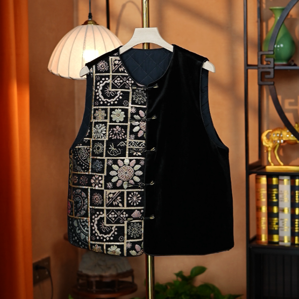 秋冬厚款中国风时尚百搭不挑人复古显瘦中式无袖马夹