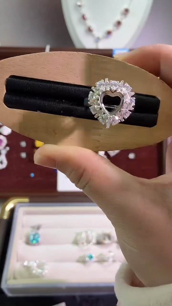 锆石铜合金33号 10*10爱心【冰花】戒托