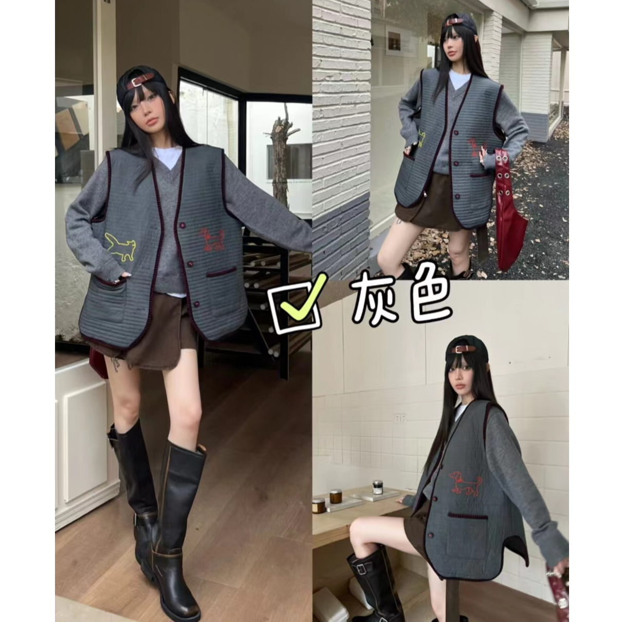 63012可爱刺绣无袖外套秋冬加厚马甲