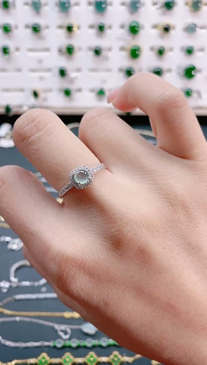 【闪购商品】翡翠戒指银S925镶嵌天然翡翠