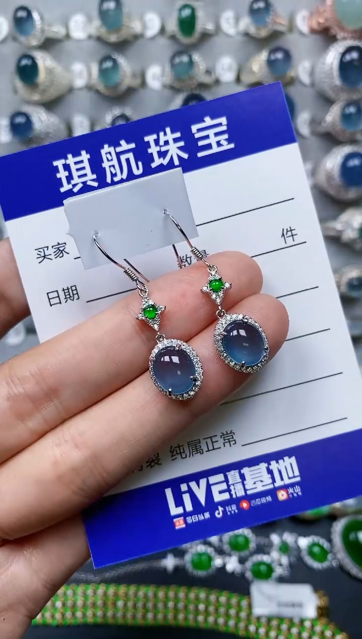 【闪购商品】翡翠耳饰银S925镶嵌0249