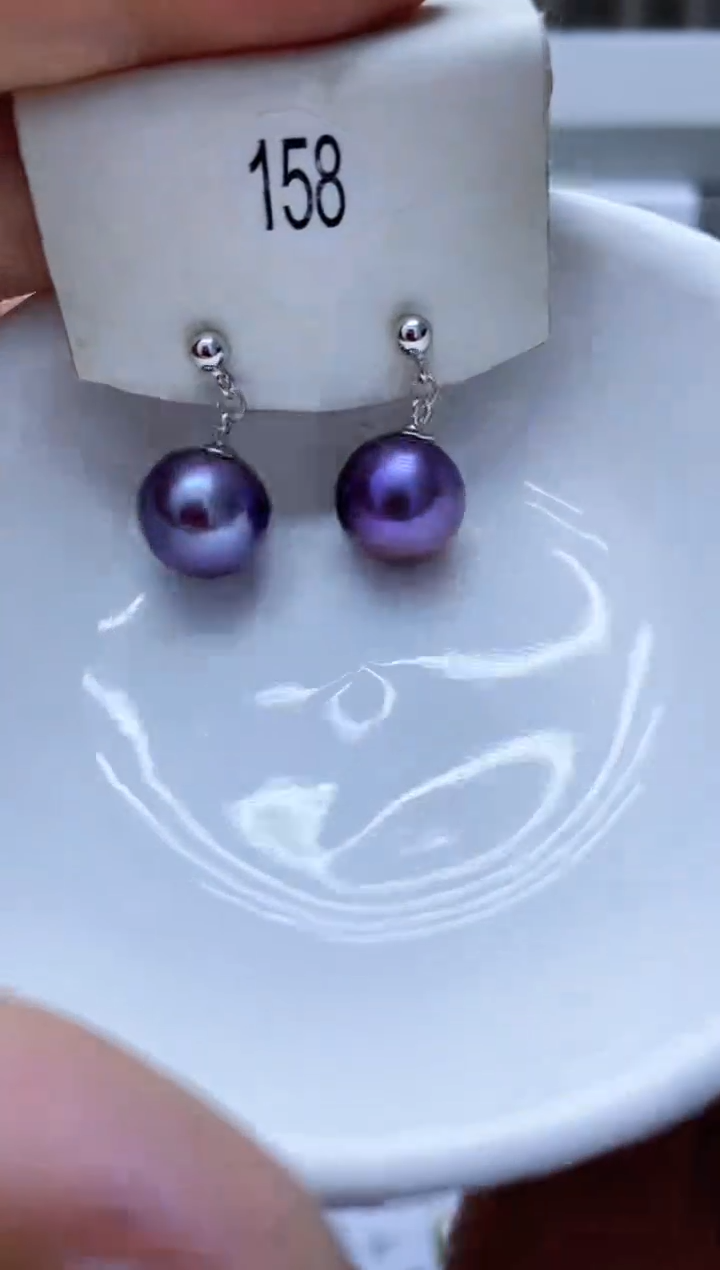 银S925镶嵌淡水珍珠耳饰158
