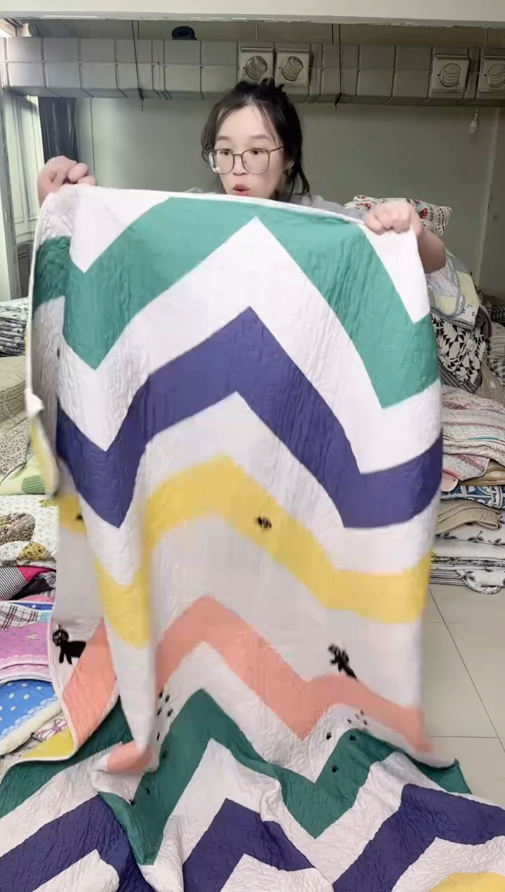 棉200*220双面斜纹白底小猫