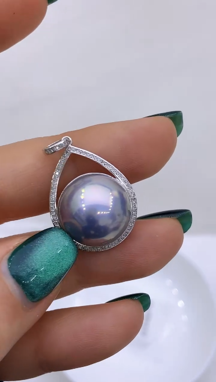 【闪购商品】拼合珍珠（马贝珠）吊坠18K金镶嵌198