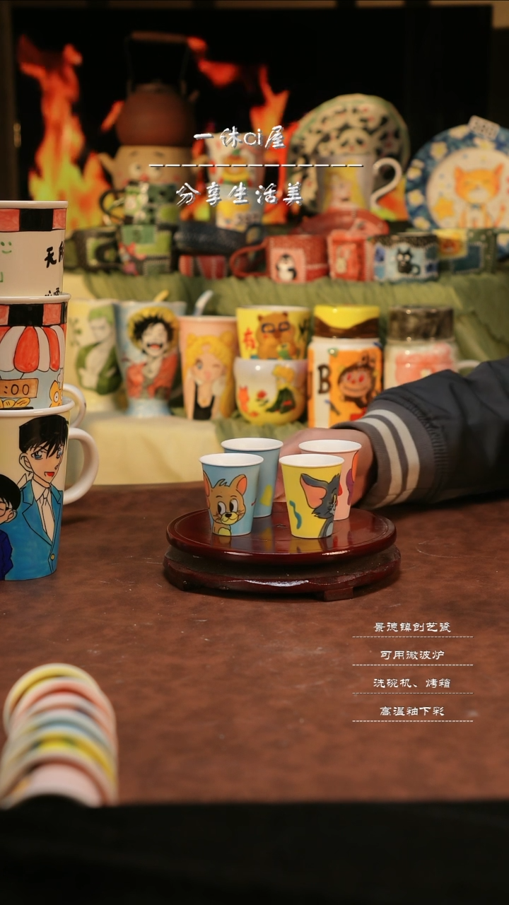 【闪购商品】摆件亲工手绘陶瓷-四个