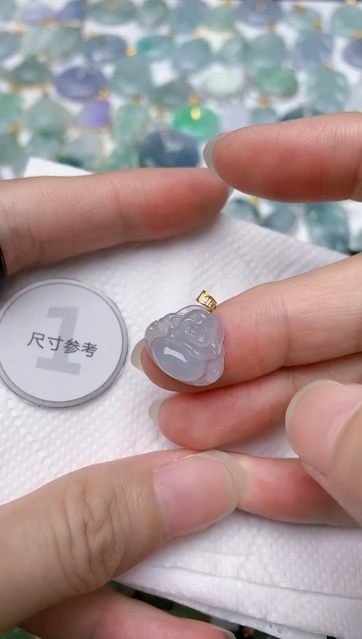 翡翠18K金镶嵌颈饰天然A货翡翠