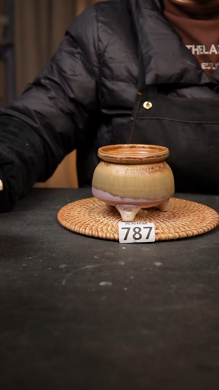 【闪购商品】瓷片787泥泥手工花盆口7-8高7-8