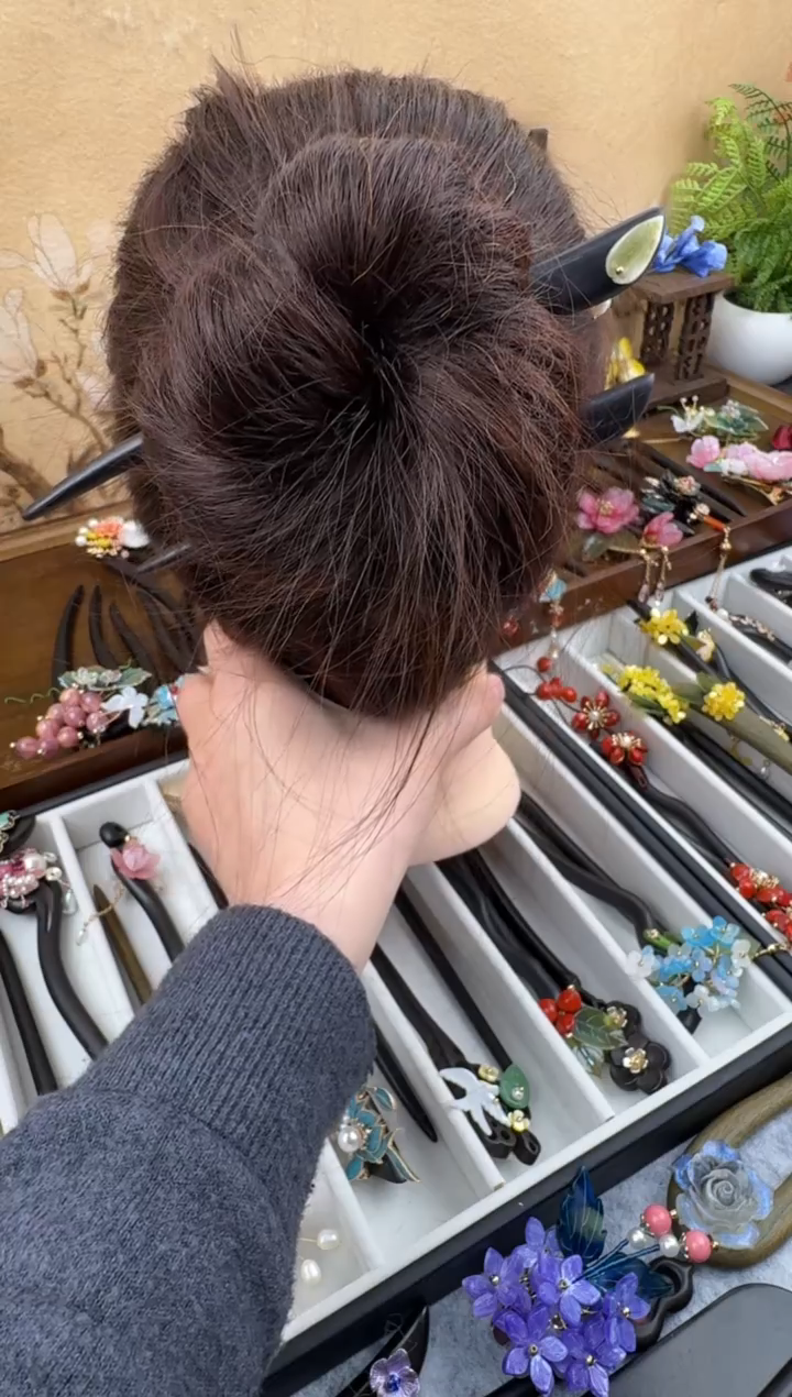 铁合金木质果**妈定制15cm檀木簪