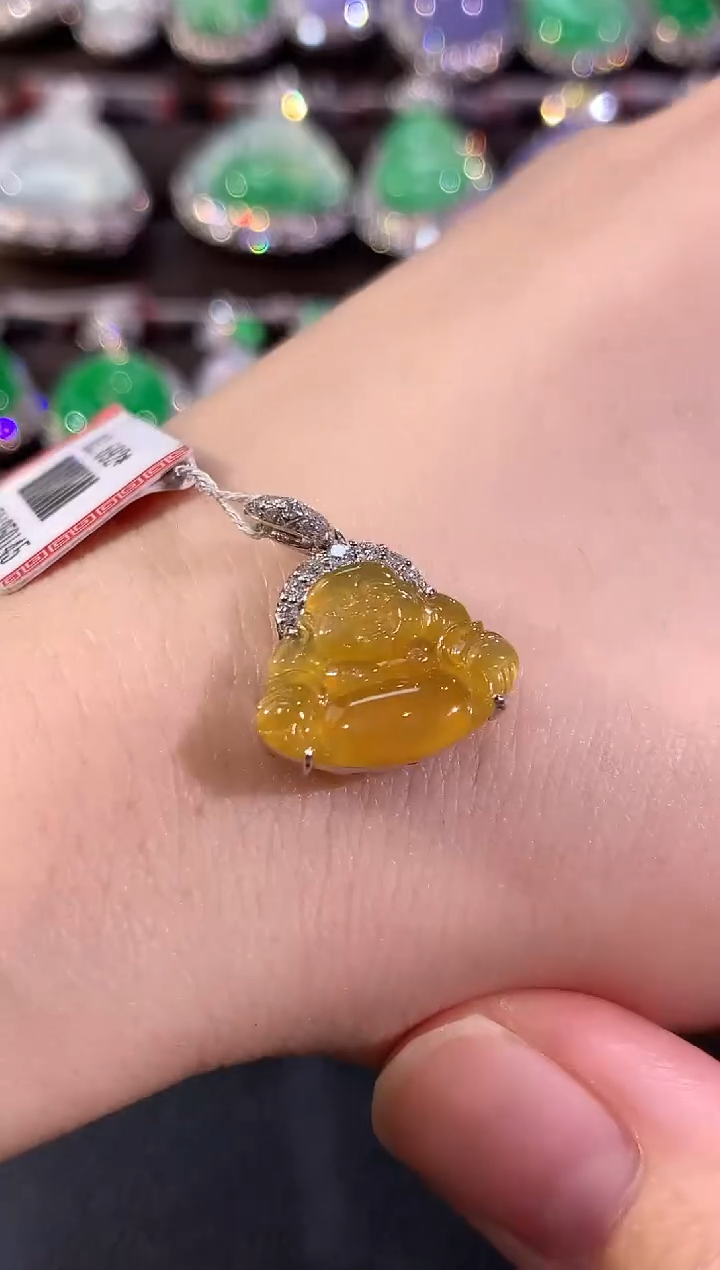 吊坠(不含链)18K金镶嵌翡翠冬日珠宝E50