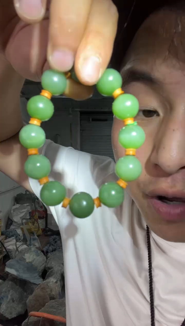 手串未镶嵌和田玉碧玉猫眼手串