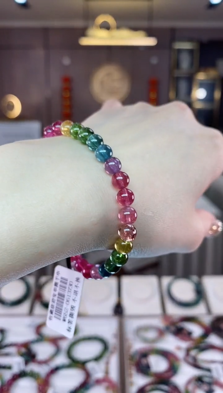 【闪购商品】碧玺收藏级单圈手串6mm+未镶嵌一物一证dan