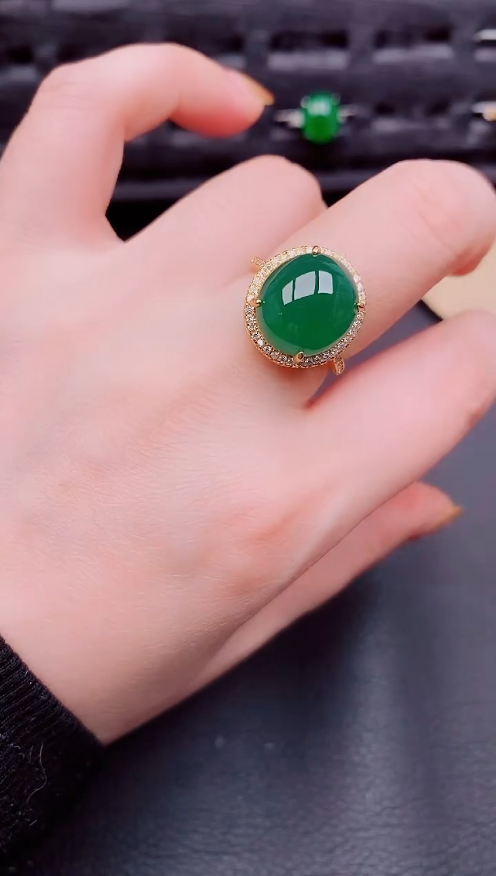 【闪购商品】翡翠戒指银S925镶嵌天然a货翡翠515