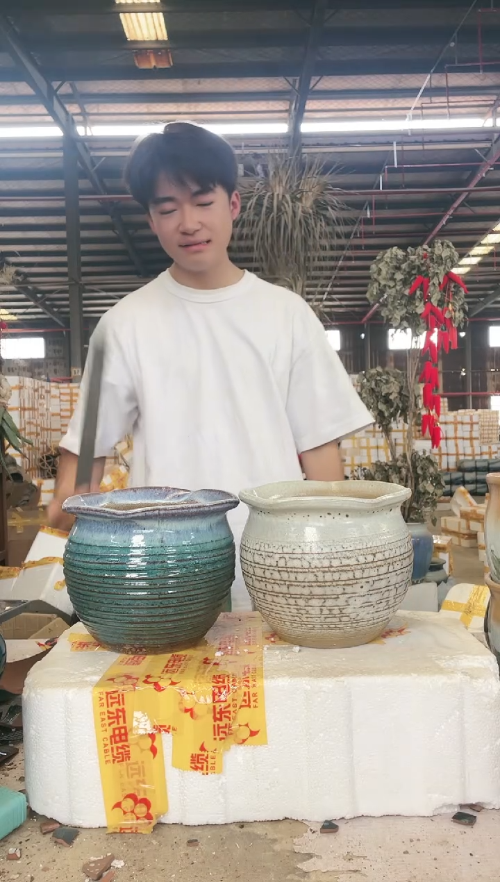 宜兴紫砂粗陶花盆19*16