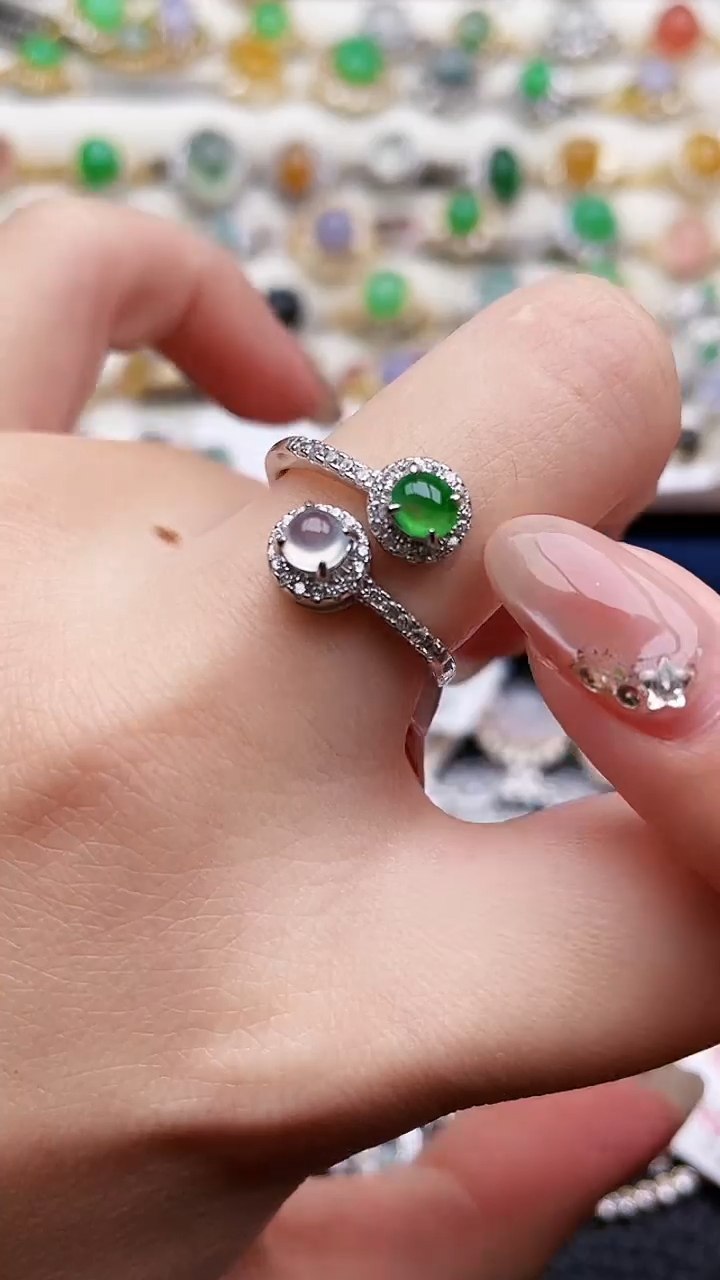 银S925镶嵌戒指翡翠86