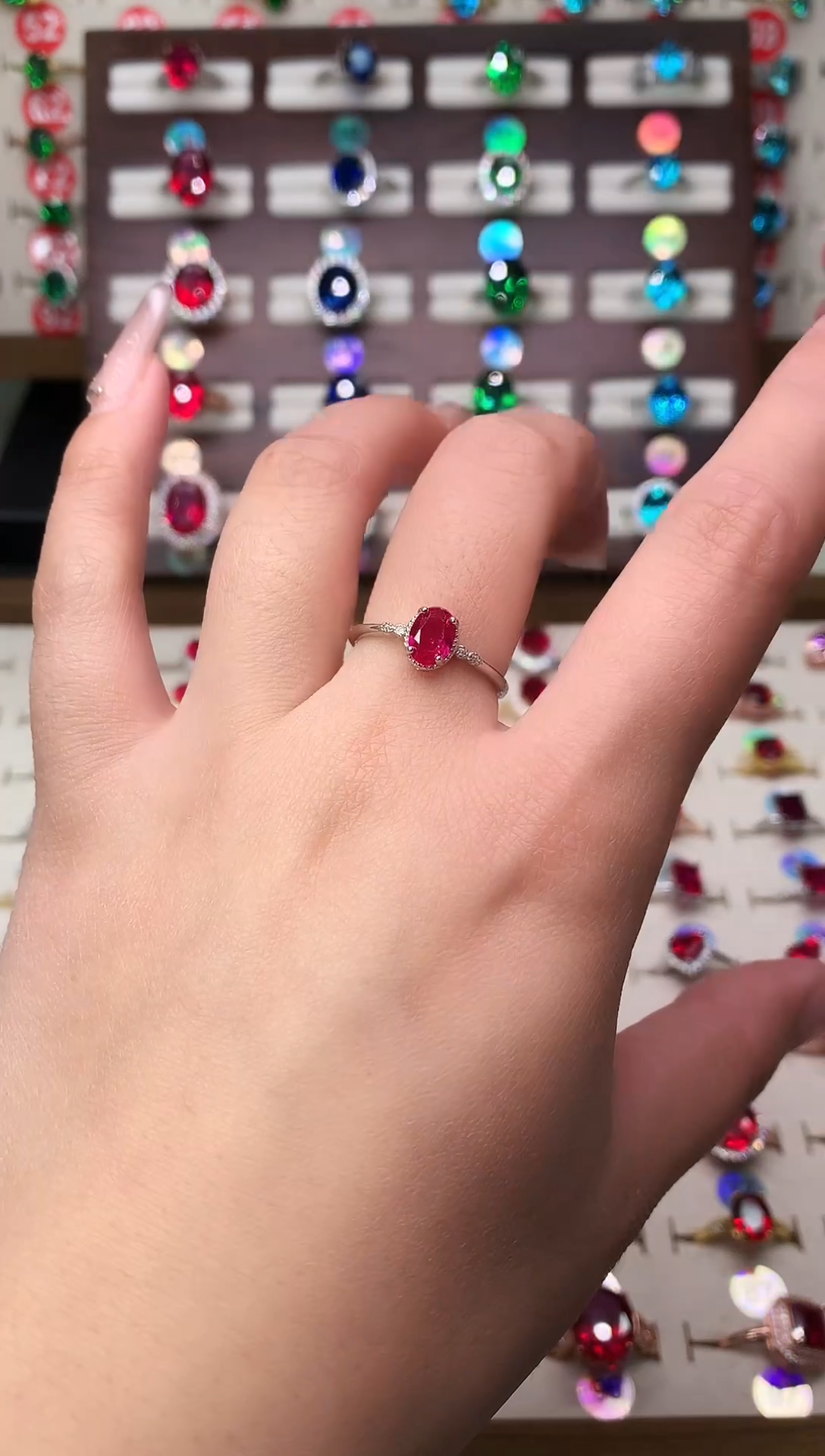 银S925镶嵌戒指红宝石5*7 银托