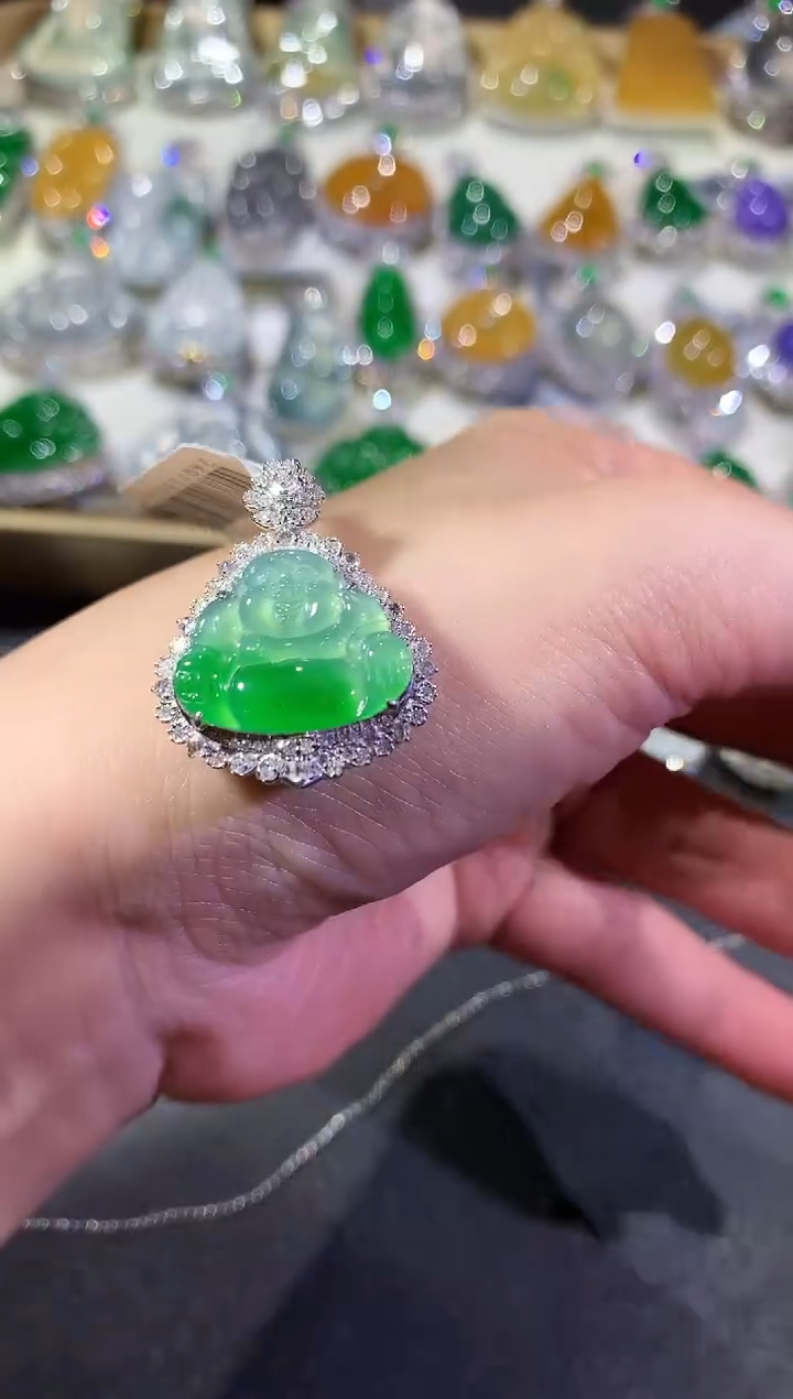 【闪购商品】翡翠吊坠(不含链)18K金镶嵌49-佛公