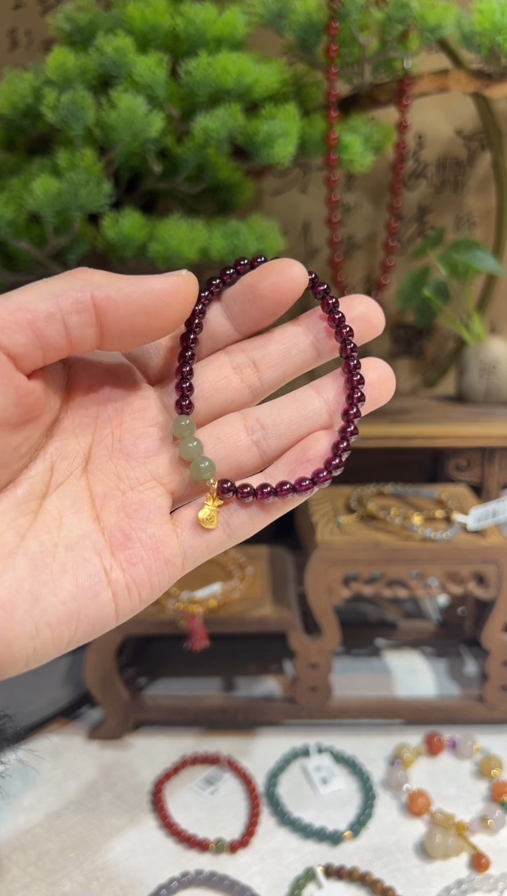 未镶嵌手链石榴石手饰@@