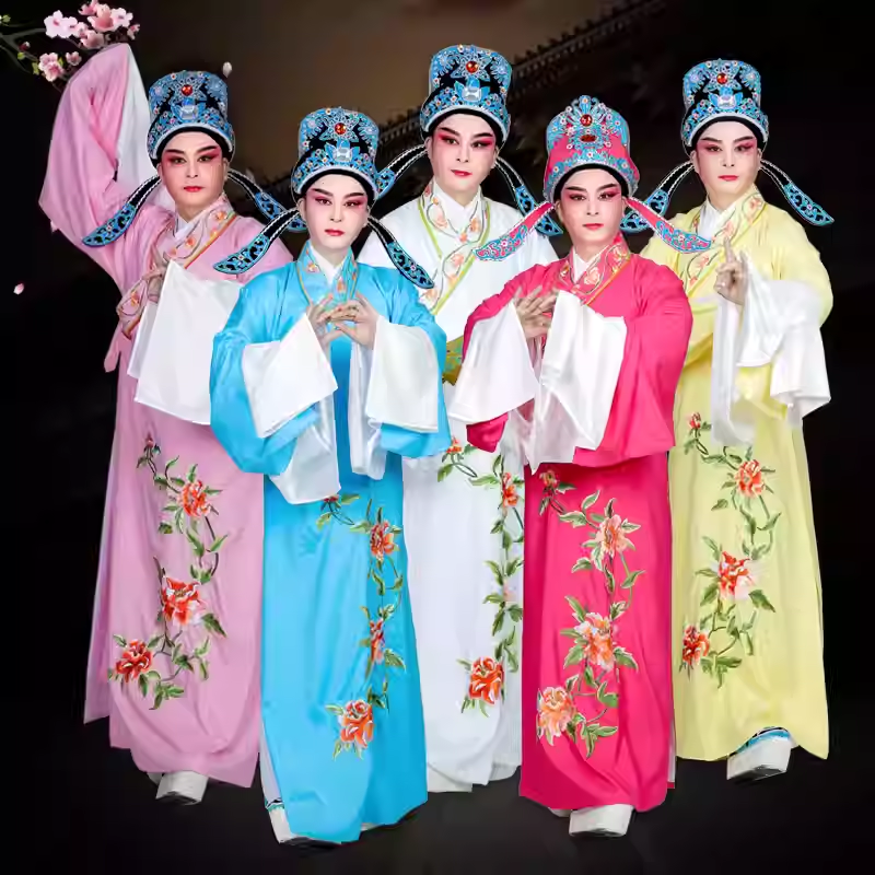 戏曲戏剧服装小生衣真丝高档戏剧服饰牡丹花小生衣褶子越剧黄梅戏