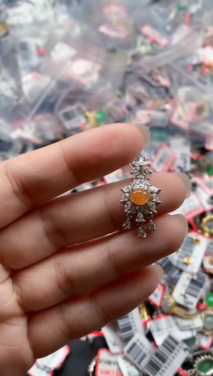 银S925镶嵌戒指翡翠天然A货缅甸翡翠