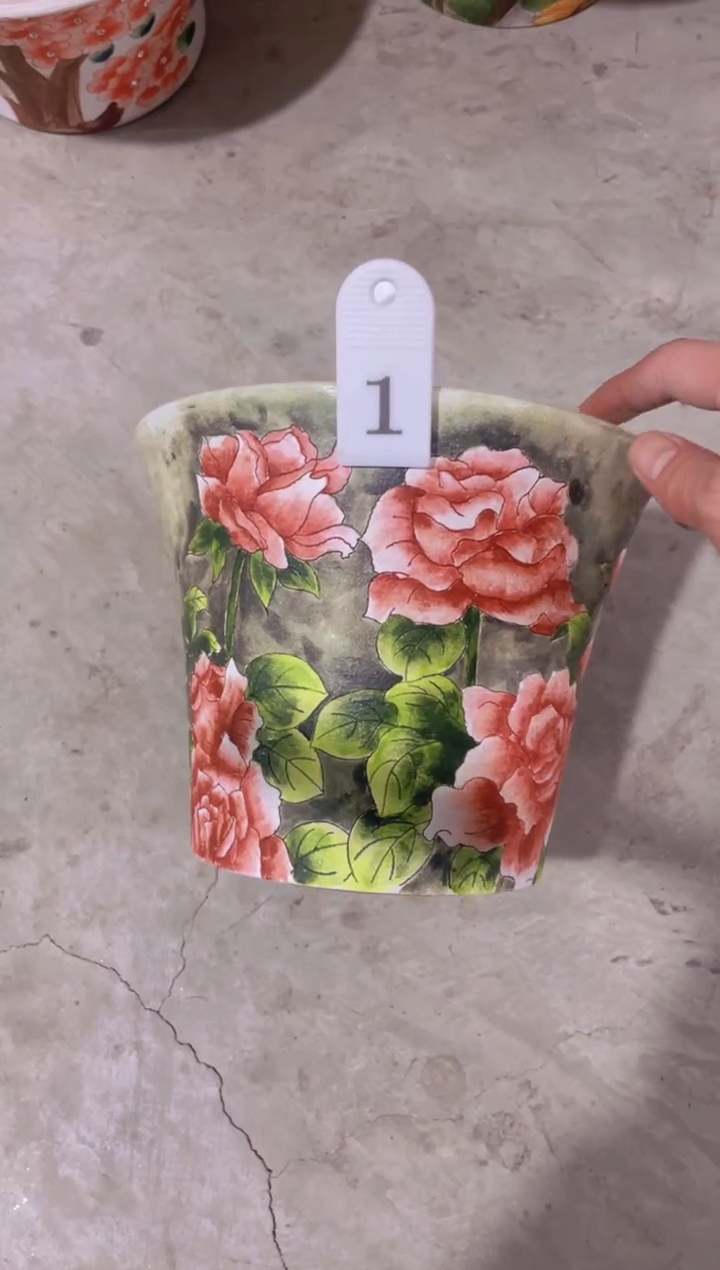 摆件后**71陶花岛花盆罐—手工痕迹默认，大小会有1-2公分误差