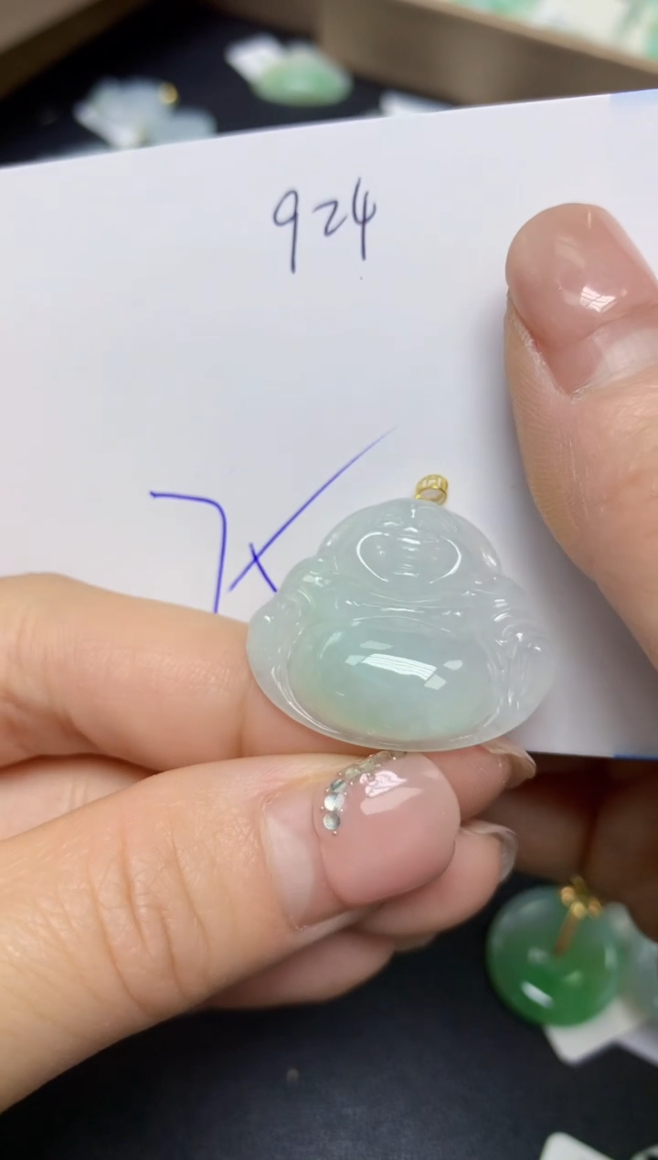 【闪购商品】翡翠挂件18K金镶嵌 天然翡翠A货