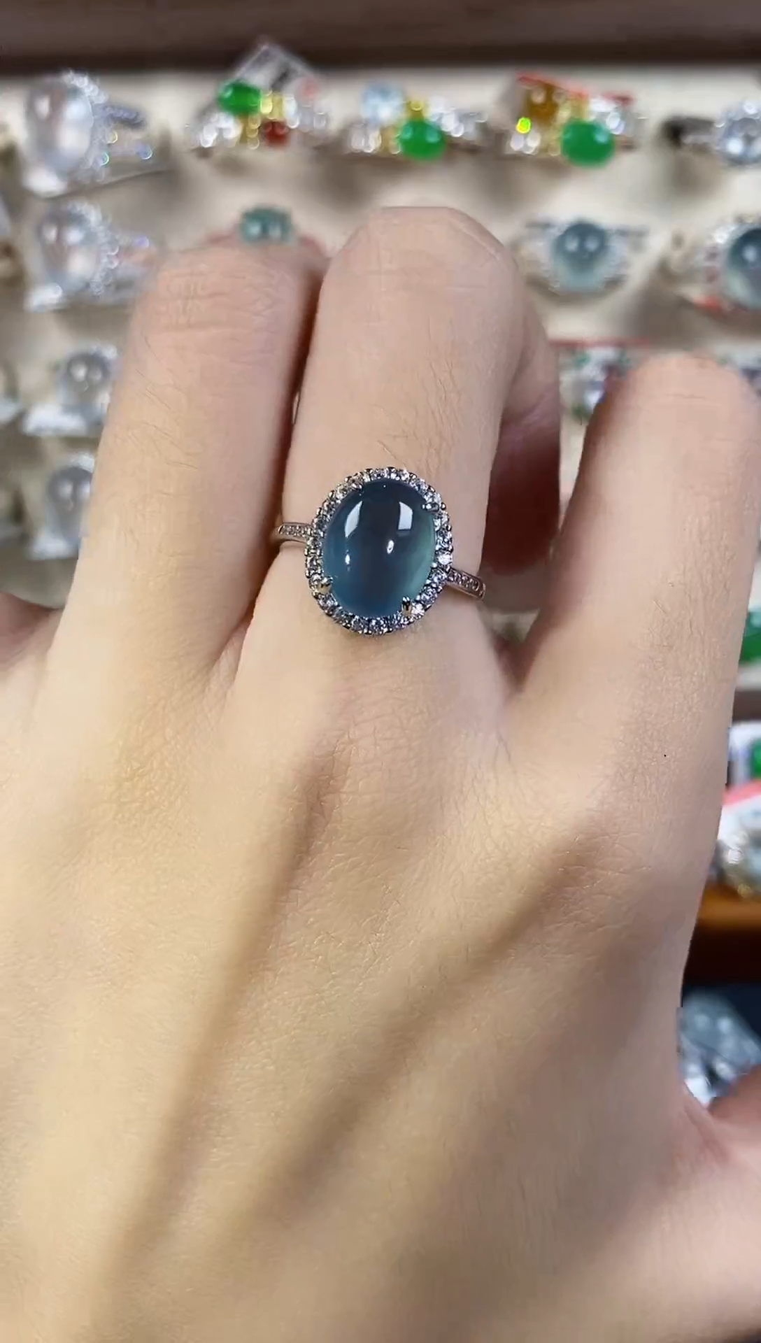 银S925镶嵌戒指翡翠天然A货翡翠145