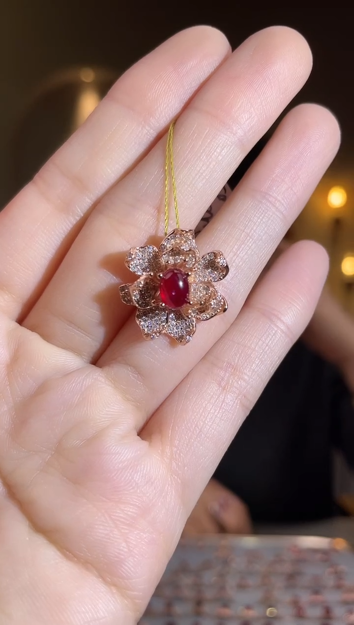 银S925镶嵌颈饰红宝石颈饰