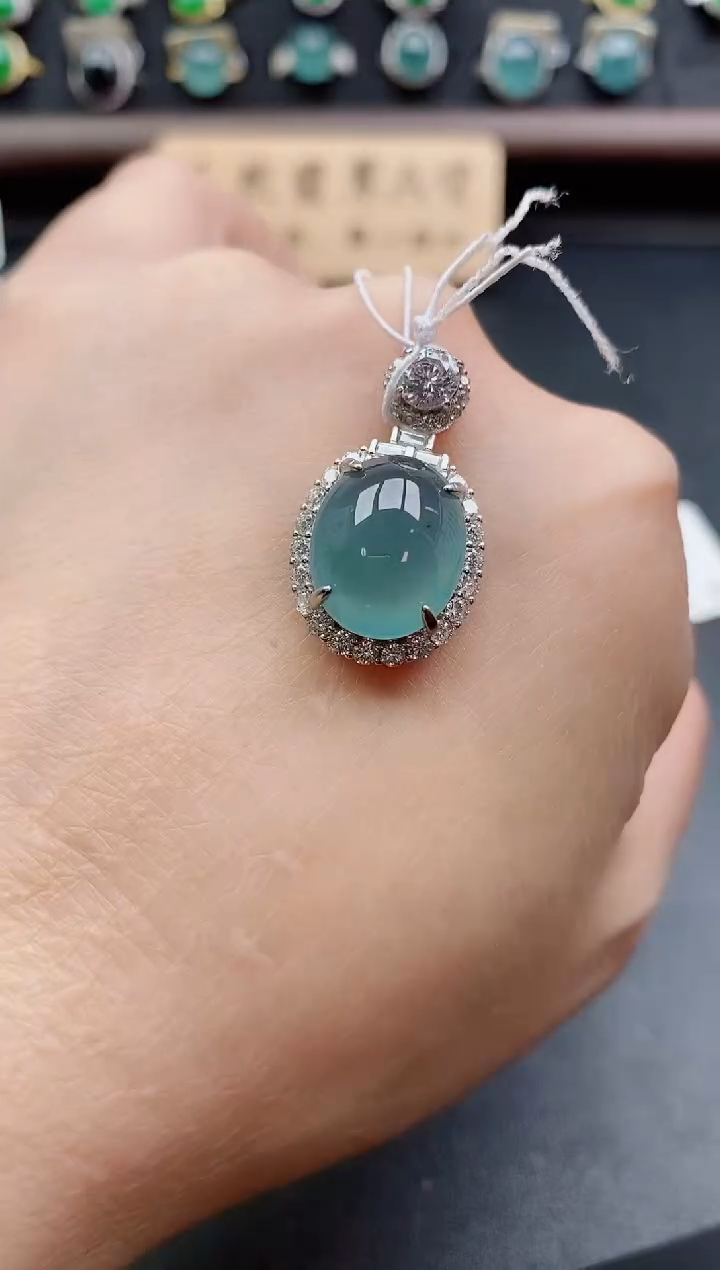 吊坠(赠链)银S925镶嵌翡翠1