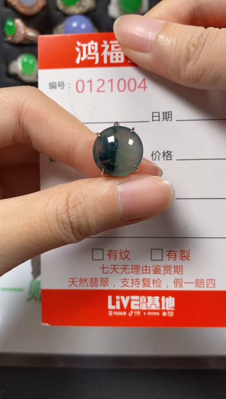 银S925镶嵌戒指翡翠1004