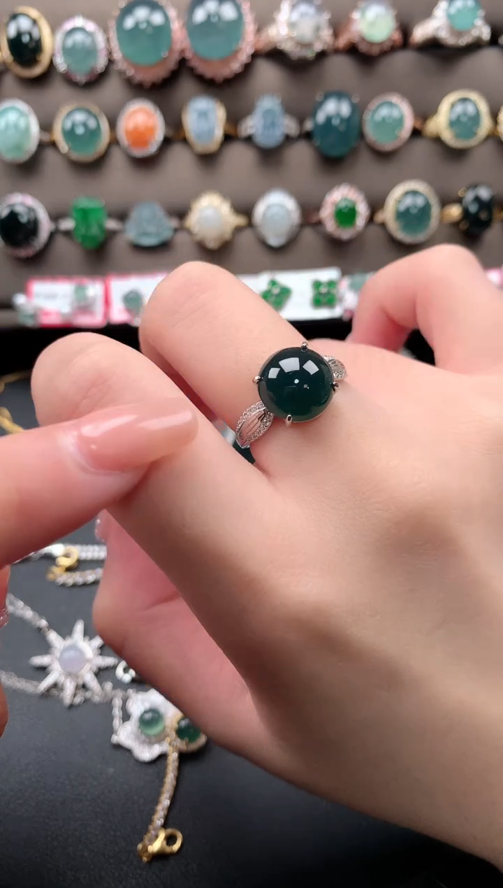 【闪购商品】翡翠戒指银S925镶嵌52141
