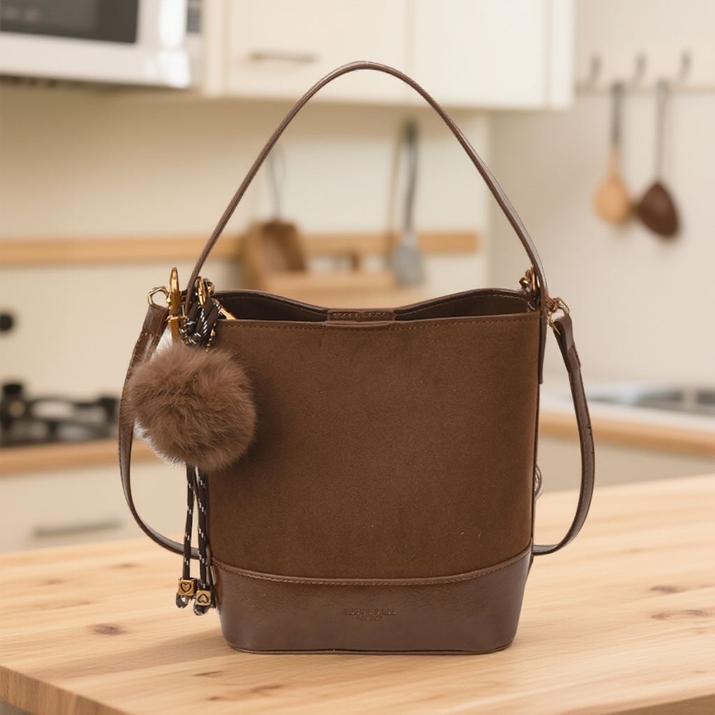 复古水桶包2025冬季新款小众百搭洋气手提斜挎包时尚简约女士包包