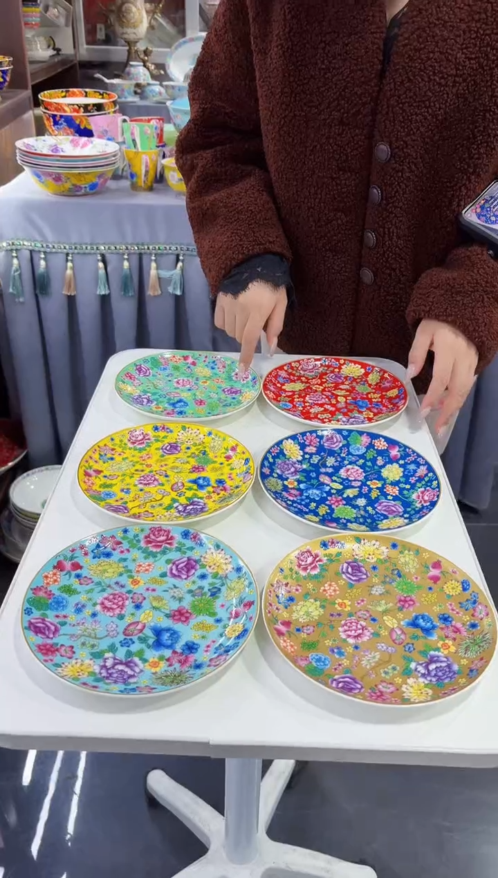 珐琅  7英寸骨碟6个景德镇陶瓷