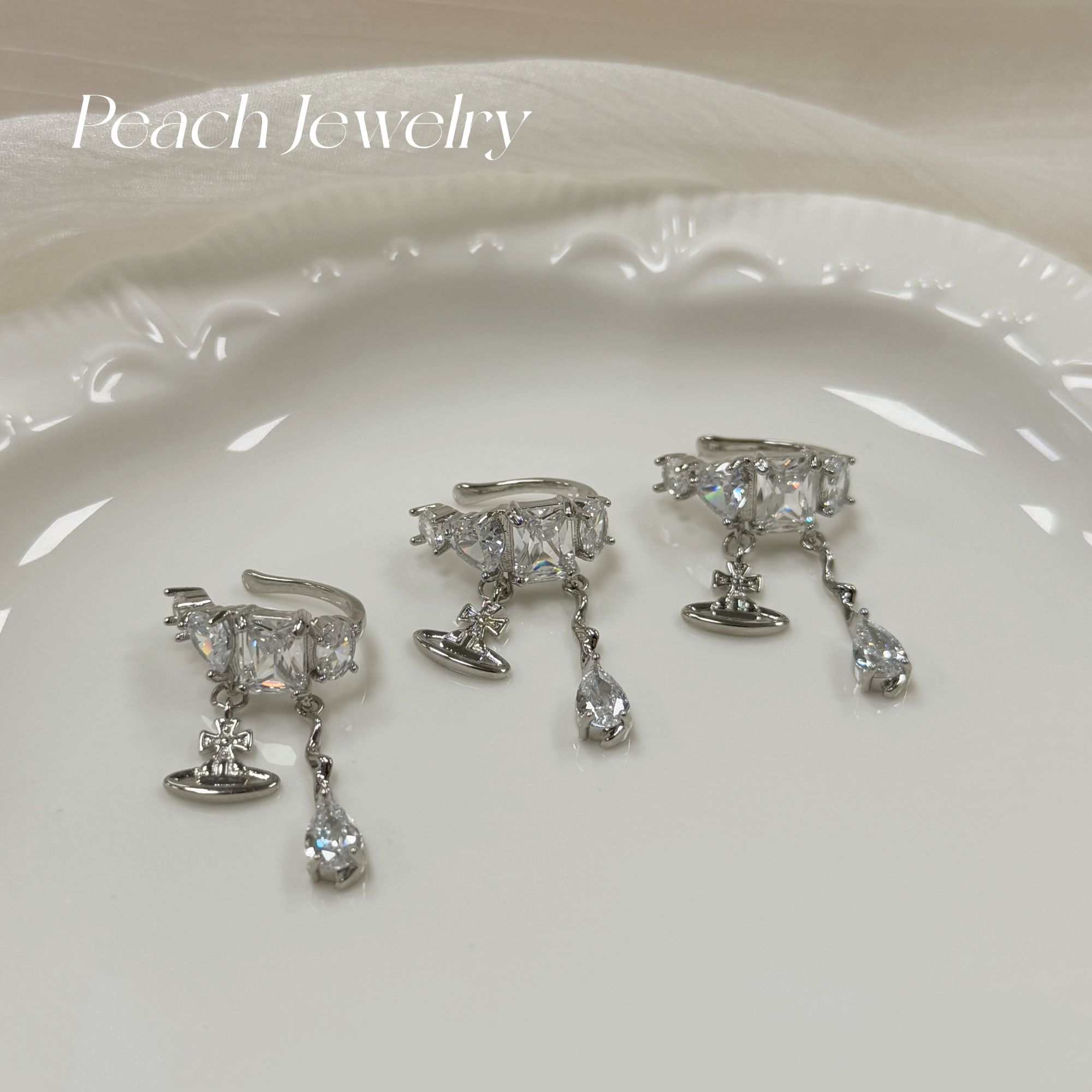 合金合成锆石耳饰 预售 单只土星耳骨夹 TT512多样性发一颜色微差