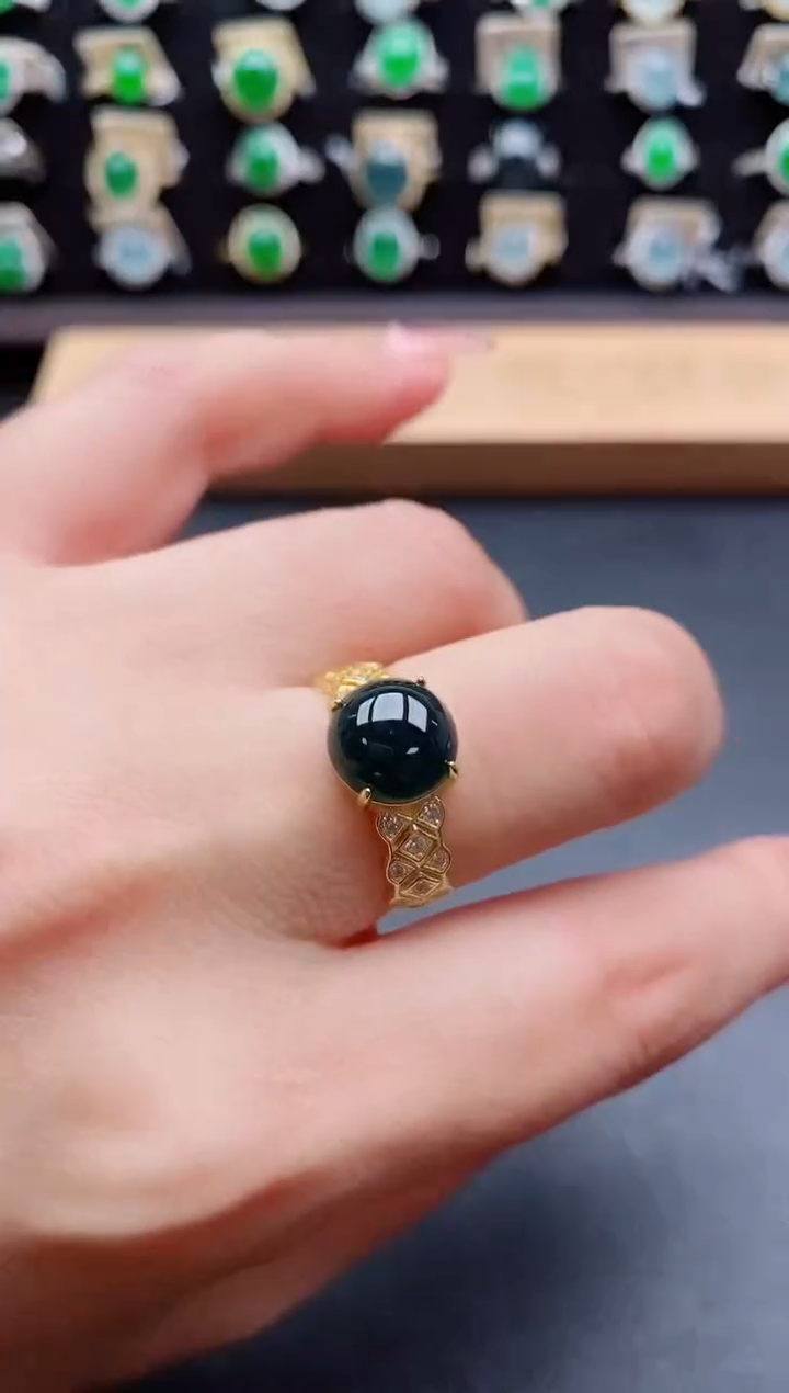 银S925镶嵌戒指翡翠1