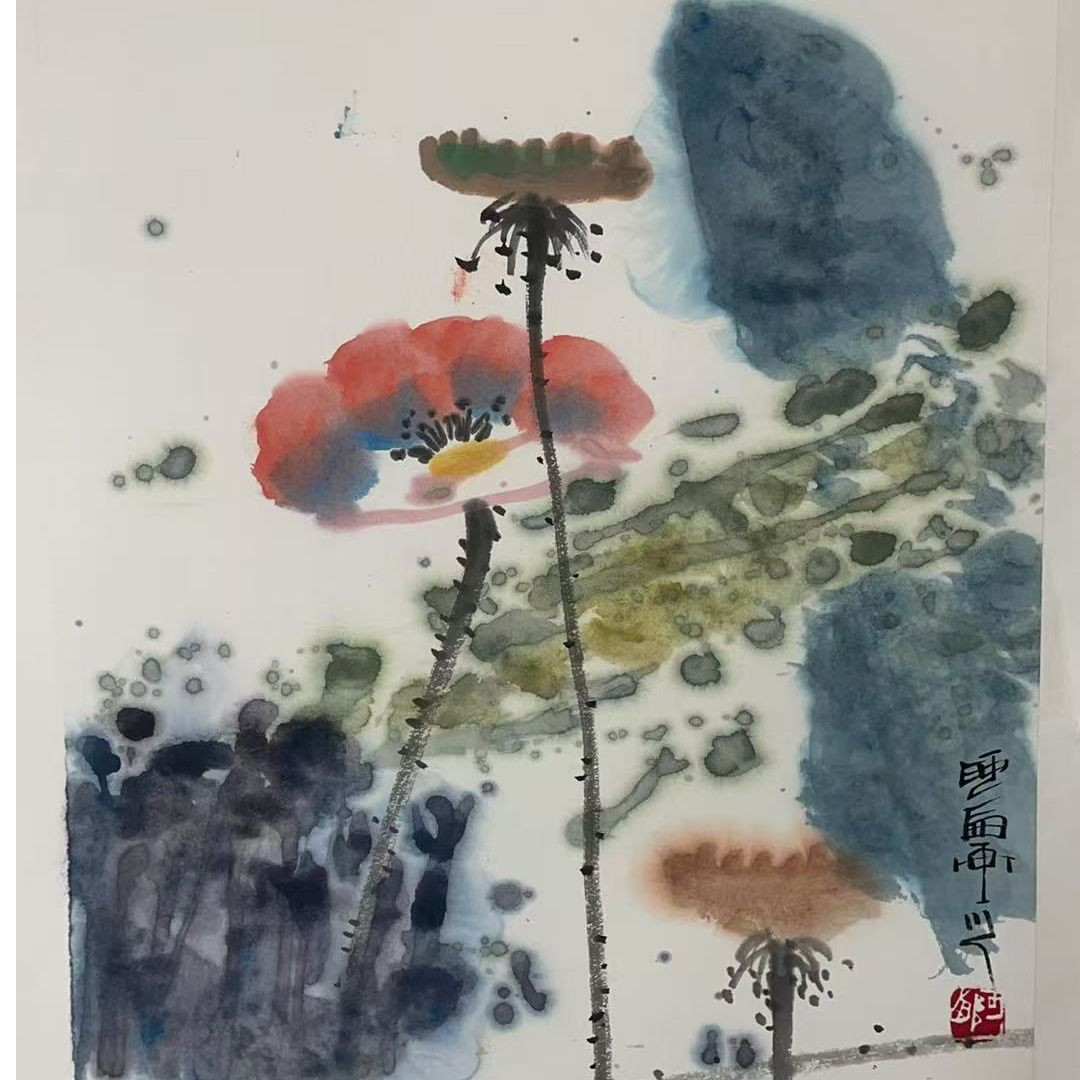 阿西（谭文西）国画作品《荷花》34*45
