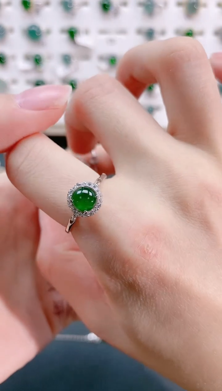 【闪购商品】翡翠戒指银S925镶嵌天然翡翠