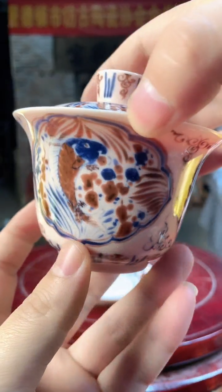 摆件陶景德镇精美盖碗