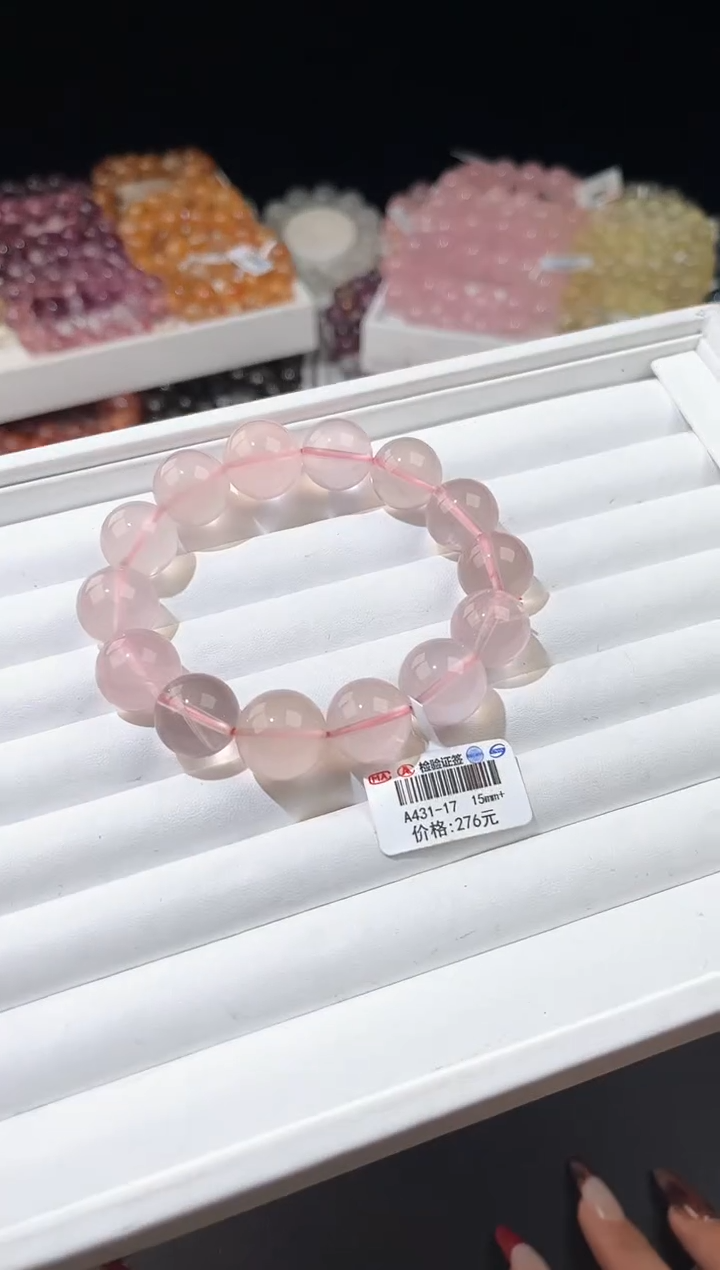 【闪购商品】水晶手链未镶嵌多样性发一莫粉15mm