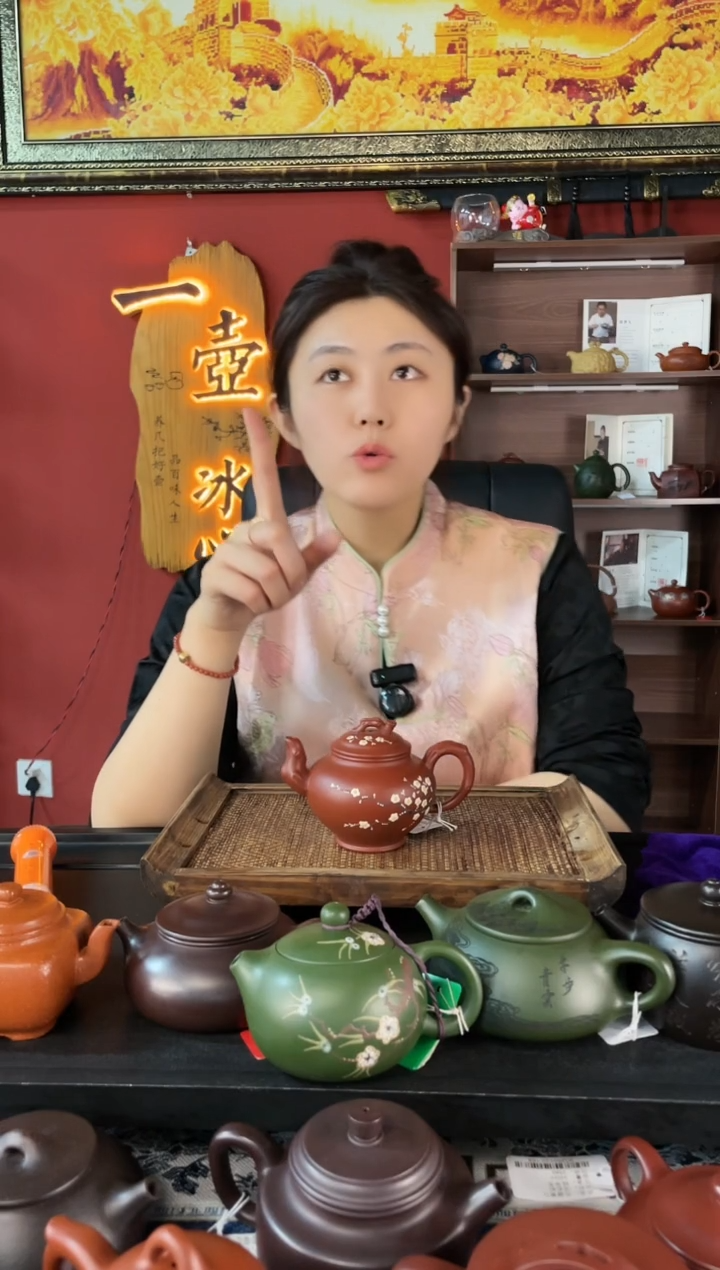 【闪购商品】紫砂茶壶大红袍梅花报春