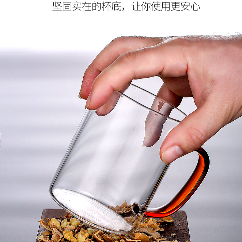 高级感玻璃杯带把耐热简约牛奶杯喝水杯家用客厅泡茶杯子家庭