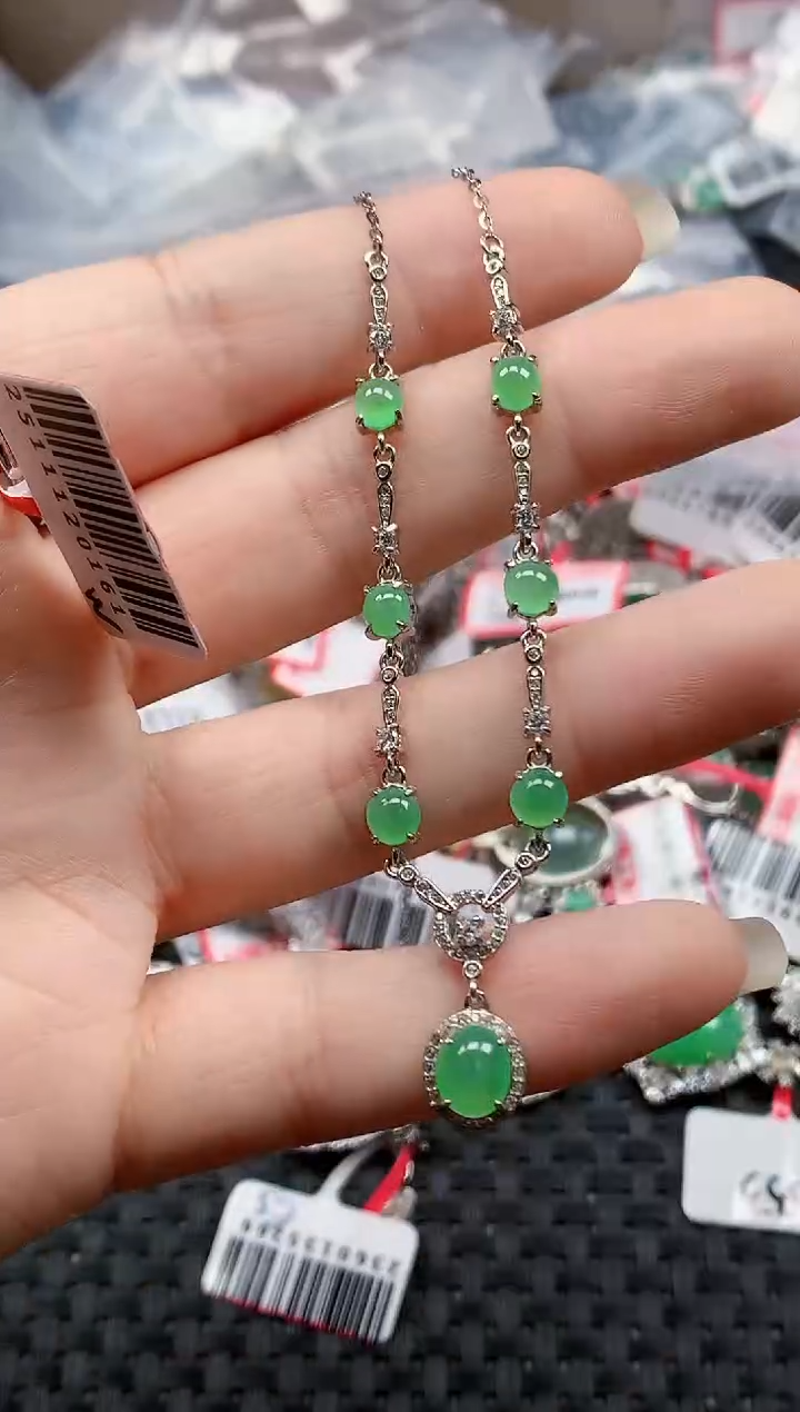 银S925镶嵌戒指翡翠天然A货缅甸翡翠