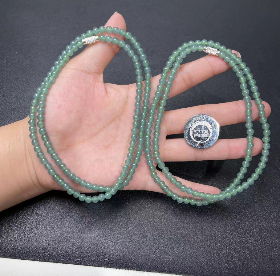 38750T04-3B11-天然A货翡翠珠链/约4+/约123颗/多样性发其一